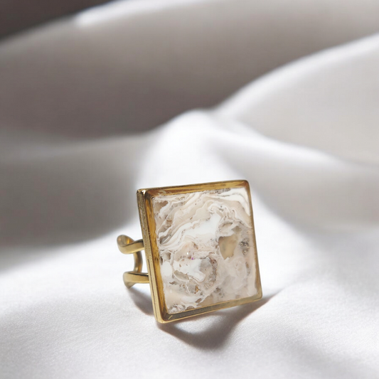 Anello regolabile mod. Ivory squadrato